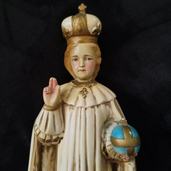 Vintage Infant of Prague Statue Child Jesus Statue Chalkware Figure 17 Inches - Picture 2 of 11